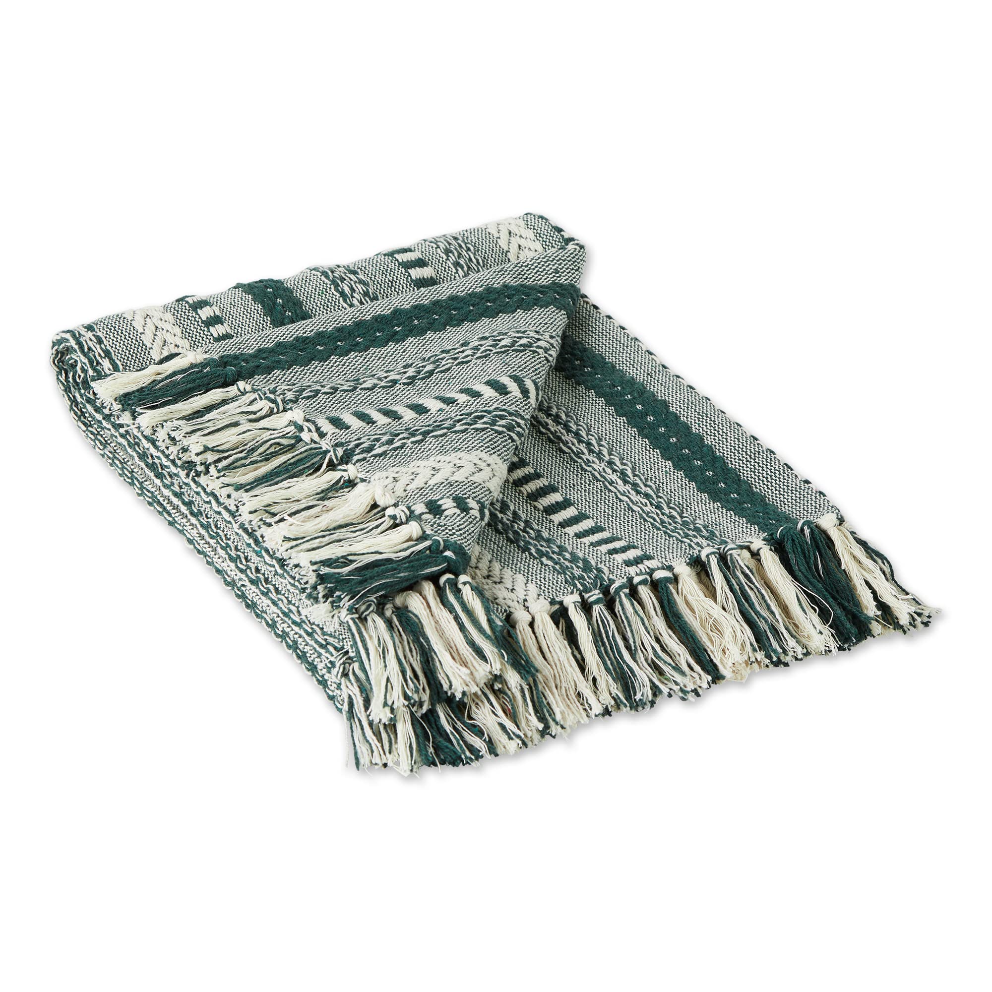 DII Braided Striped Decorative Throw Blanket, 50x60, Dark Green