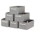 Bidtakay Small Gray Baskets Set of 6 Fabric Storage Bins with Handles 11.8 x 7.8 x 5 inch Collapsible Canvas Organizer Bins Bask