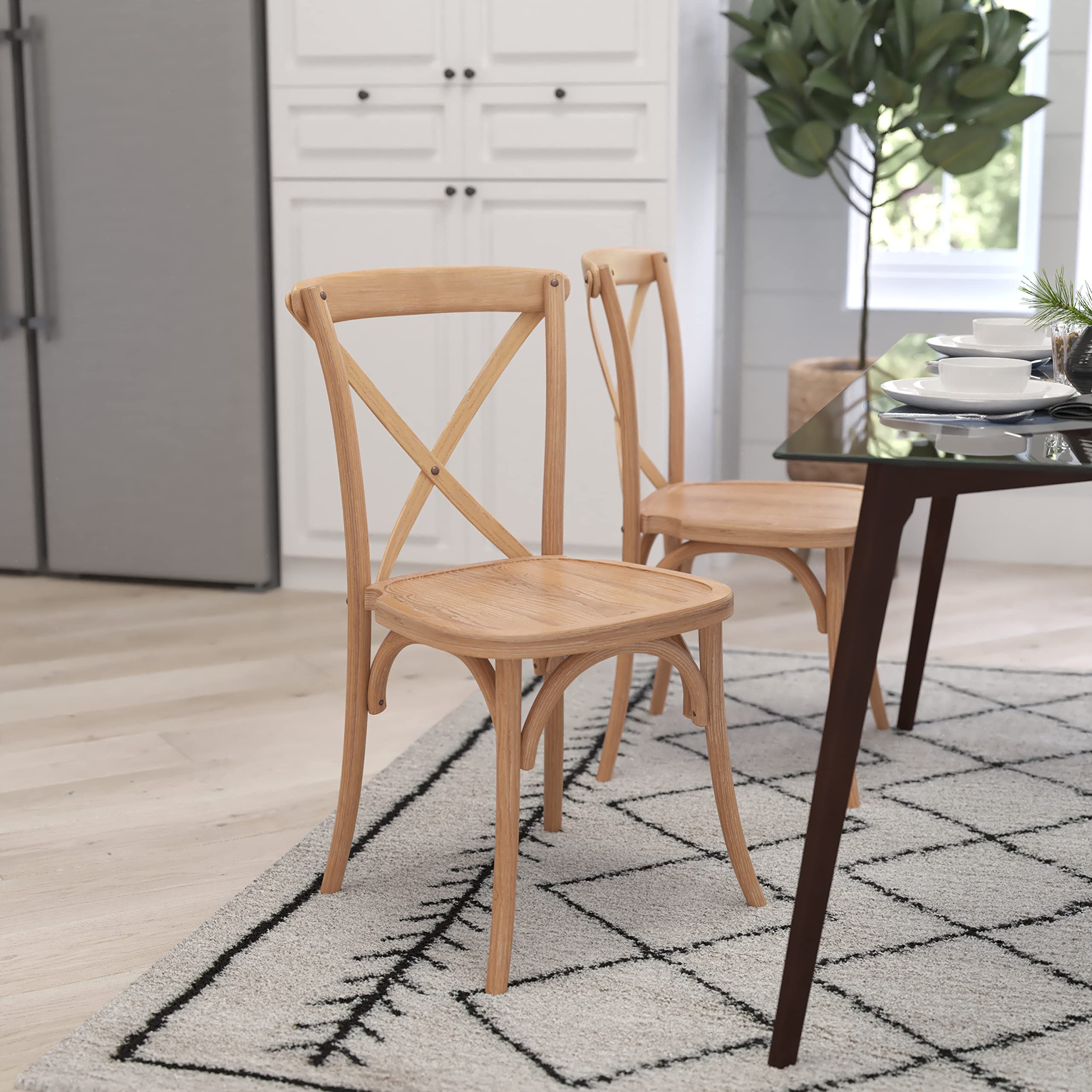 Merrick Lane Bardstown X-Back Bistro Style Wooden High Back Dining Chair in Driftwood