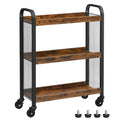 VASAGLE 3-Tier Narrow Storage Cart, Rolling Cart with Wheels, Steel Frame, Slim Storage Cart for Kitchen, Dining Room, Laundry R