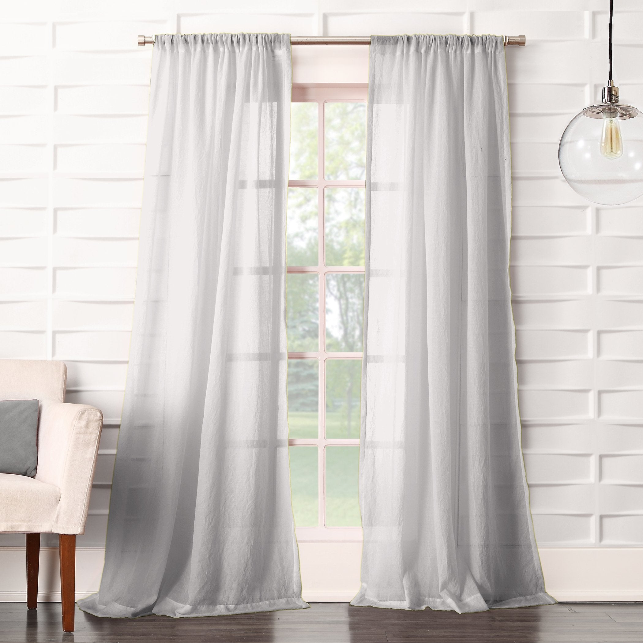 No. 918 16872 Tayla Crushed Texture Semi-Sheer Rod Pocket Curtain Panel, 50 x 63, Gray