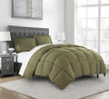 Chezmoi Collection Olive Green Down Alternative Comforter Queen - 3-Piece Lightweight Comforter Set - All Seasons Microfiber Com