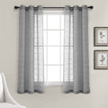Lush Decor Farmhouse Textured Grommet Sheer Window Curtain Panel Pair, 38W x 63L, Dark Gray