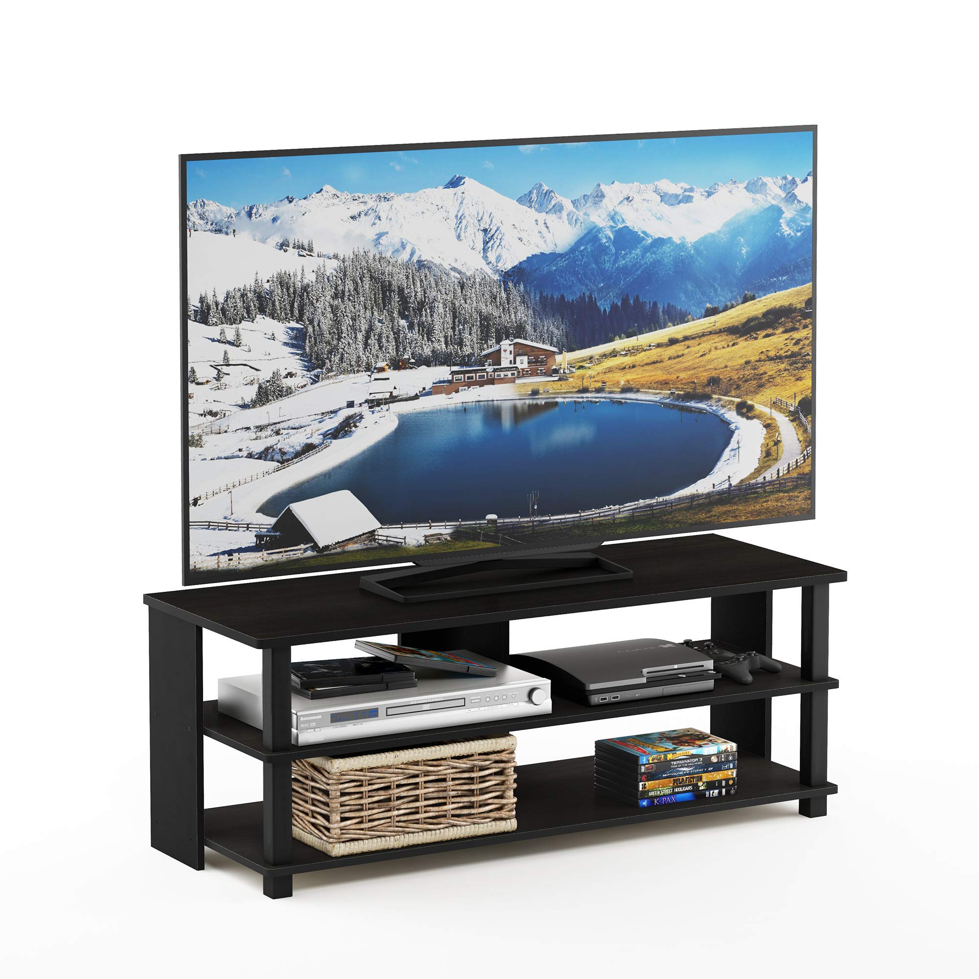 Furinno Sully 3-Tier Stand for TV up to 48 Inch, Espresso/Black