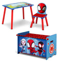 Delta Children Marvel Spidey and His Amazing Friends 3-Piece Toddler Playroom Set - Includes Table, Chair and Toy Box, Blue/Red