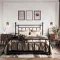 SHA CERLIN 14 Full Size Metal Platform Bed Frame/Victorian Headboard and Footboard/Steel Slats Mattress Foundation for Storage