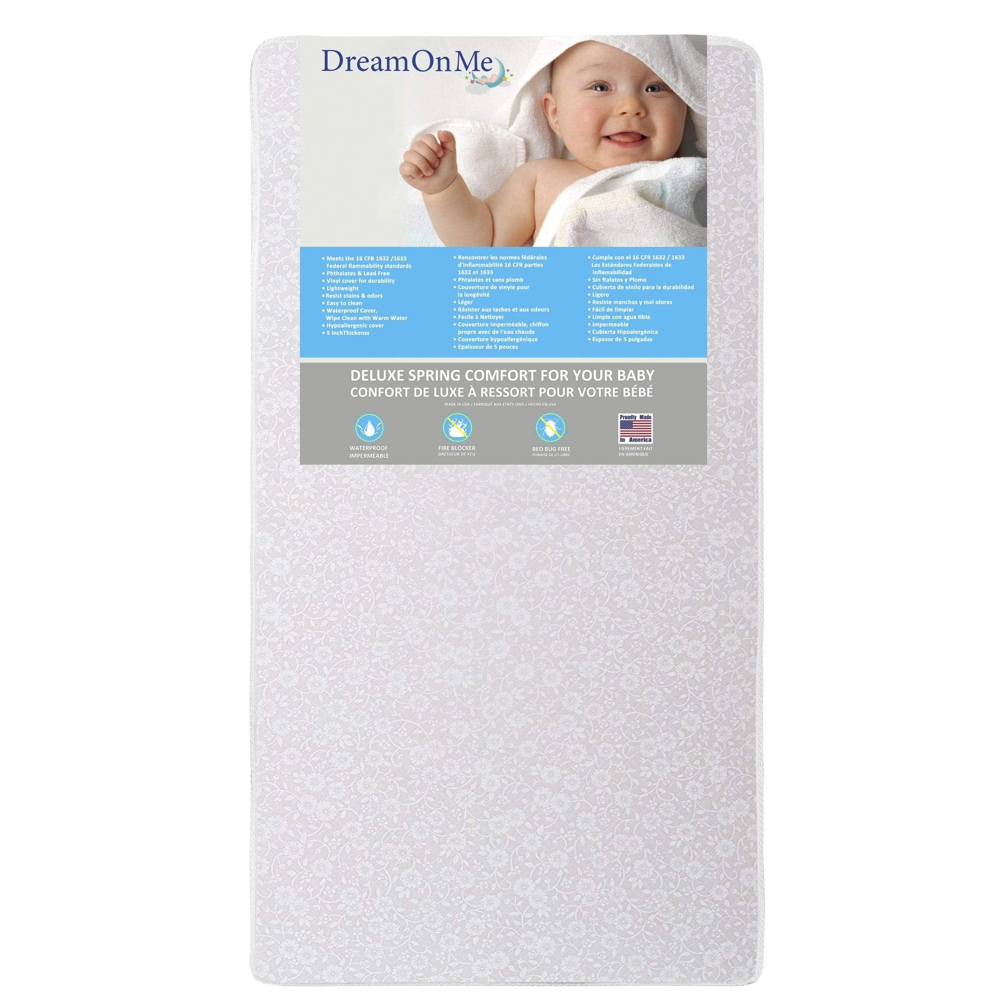 Dream On Me Little Baby 6 Inch Full Size Firm Fiber Crib and Toddler Bed Mattress Grey