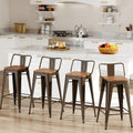 Changjie Furniture 24 Inch Bar Stools Set of 4 Industrial Metal Barstools Counter Height Bar Stool with Backs for Home Kitchen (