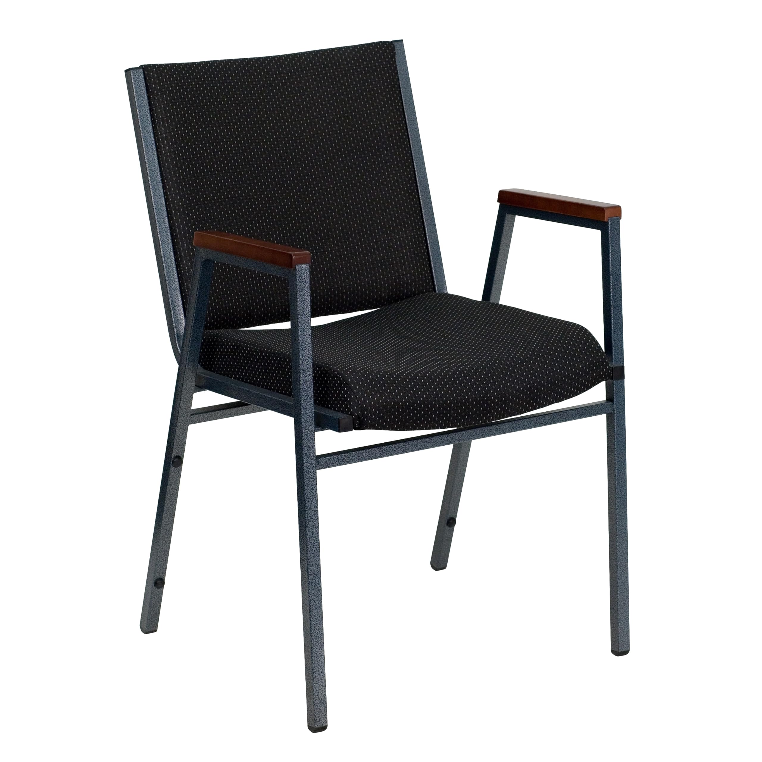 Flash Furniture 4 Pack HERCULES Series Heavy Duty Black Vinyl Stack Chair with Arms