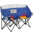 SUNNYFEEL Heated Double Camping Chair, Oversized Folding Loveseat Chair, Heavy Duty Portable/Foldable Lawn Chair for Beach/Outdo