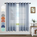 Pitalk Dusty Blue Curtains 72 Inch Length for Bedroom 2 Panel Sets Silver Grommet Top Faux Linen Textured Lightweight Sheer Blue