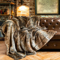 BATTILO HOME Large Brown Faux Fur Throw Blanket for Bed, Fall Fur Blanket and Throws, 60 x 80 Inches Super Soft Fuzzy Thick Warm