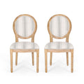 Christopher Knight Home Phinnaeus Dining Chairs - Wood - Gray Stripes/Light Beige (Set of 2)