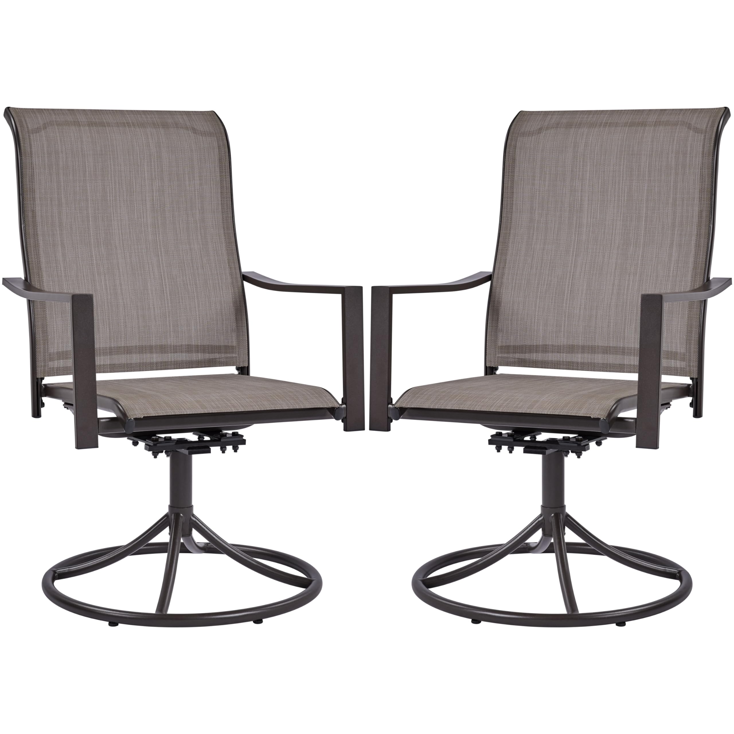 Yaheetech Outdoor Patio Swivel Chairs, Set of 2 Rocker Dining Chairs with Texteline Fabric and Metal Frame for Lawn Deck Backyar