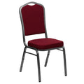 Flash Furniture HERCULES Series Crown Back Stacking Banquet Chair in Burgundy Fabric - Silver Vein Frame
