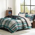 Intelligent Design Robbie 7-Piece Twin Comforter Set - Lightweight All-Season Plaid Bedding, Teal/Black, Cozy Bed-in-a-Bag with 