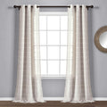 Lush Decor Farmhouse Textured Grommet Sheer Window Curtain Panel Pair, 38W x 95L, Beige