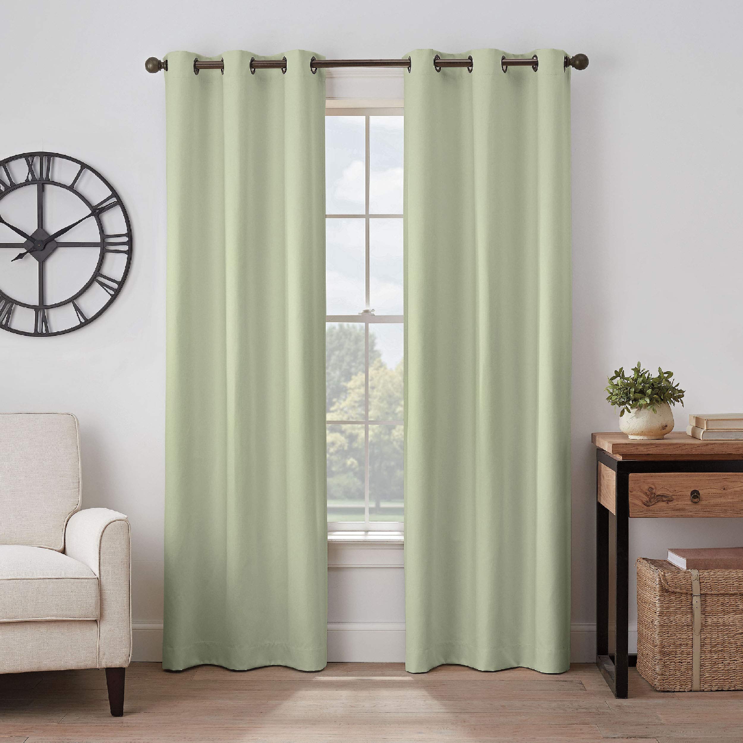 Eclipse Gabriella Grommet Top Curtains for Bedroom, Single Panel, 40 x 84, Sage