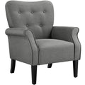 Yaheetech Modern Armchair, Mid Century Accent Chair with Sturdy Wood Legs and High Back for Small Space, Upholstered Fabric Sofa