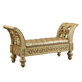 PU Upholstered Bench in Gold and Tan Finish