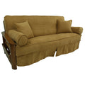 Blazing Needles Solid Microsuede Double Corded 8 to 9 Futon Slipcover Set with 4 Throw Pillows (Set of 5), Full, Camel