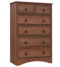 VVFLU Dresser for Bedroom Tall, Mid Century Modern 6 Drawer Dresser, Cherry Wood Chest od Drawer with Large Storage for Clothes,