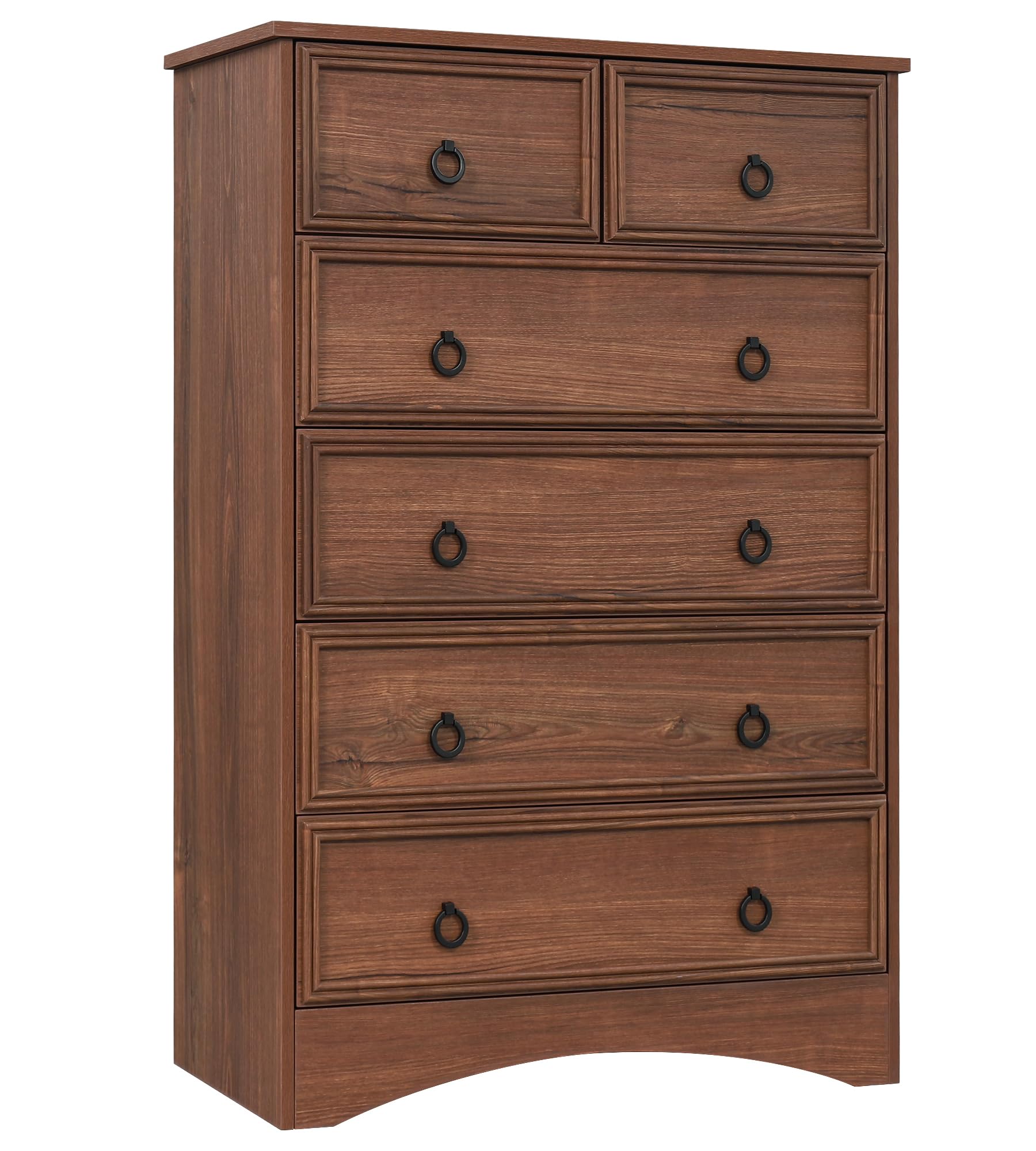 VVFLU Dresser for Bedroom Tall, Mid Century Modern 6 Drawer Dresser, Cherry Wood Chest od Drawer with Large Storage for Clothes,