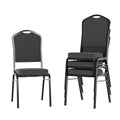 Flash Furniture 4 Pack Hercules Series Crown Back Stacking Banquet Chair in Black Dot Patterned Fabric - Black Frame