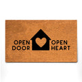 PLUS Haven Coco Coir Door Mat with Heavy Duty Backing, Natural Welcome Open Door Open Heart Doormat, 17.5   x 30    for Entrance