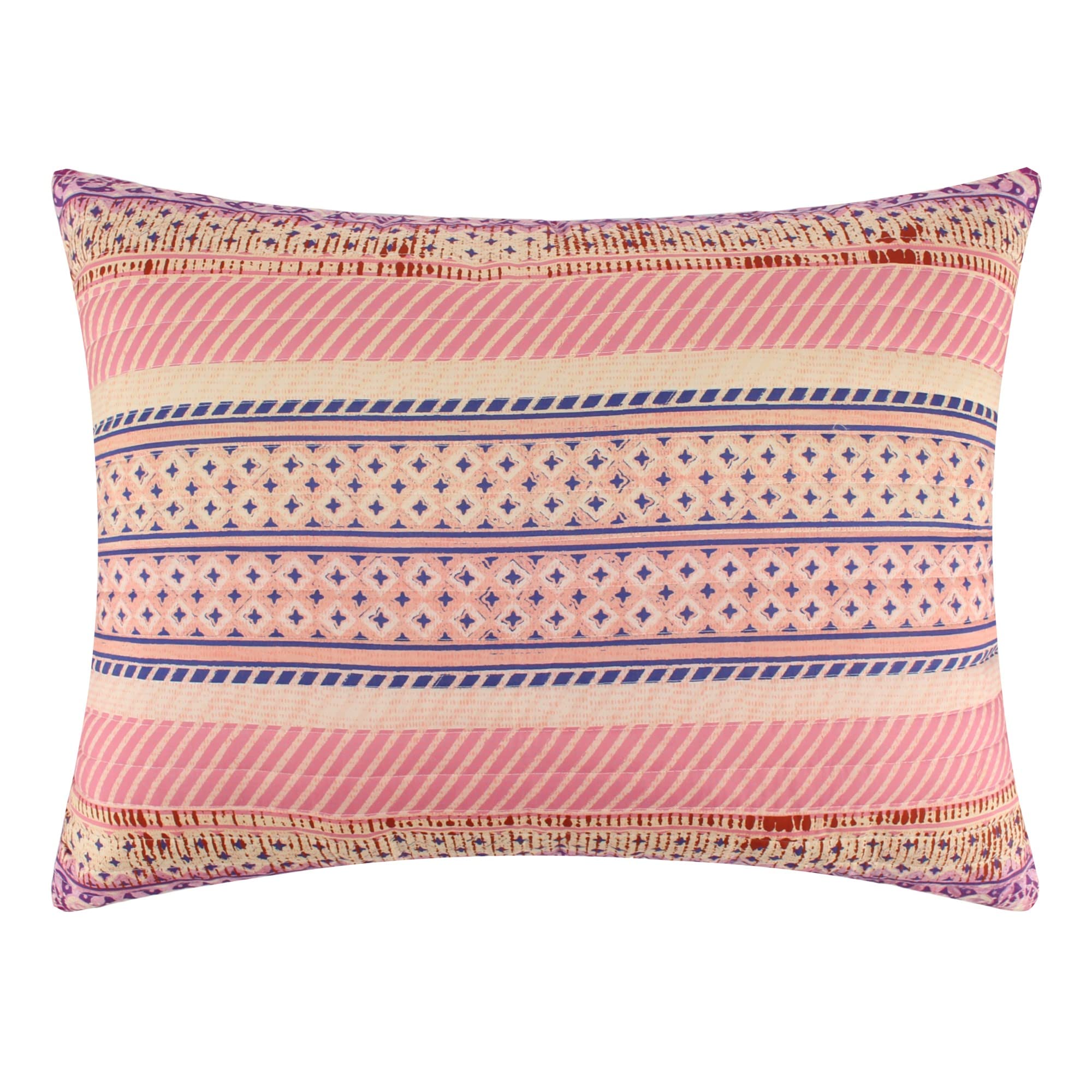 Greenland Home Fashions Heirloom Stitches Quilted Pillow Sham Collection, Decorative Pillow Cover, Standard, Aurora Pink