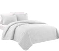 Chezmoi Collection Madrid 3-Piece Vintage Washed Solid Cotton Quilt and Shams Set (Queen, White)