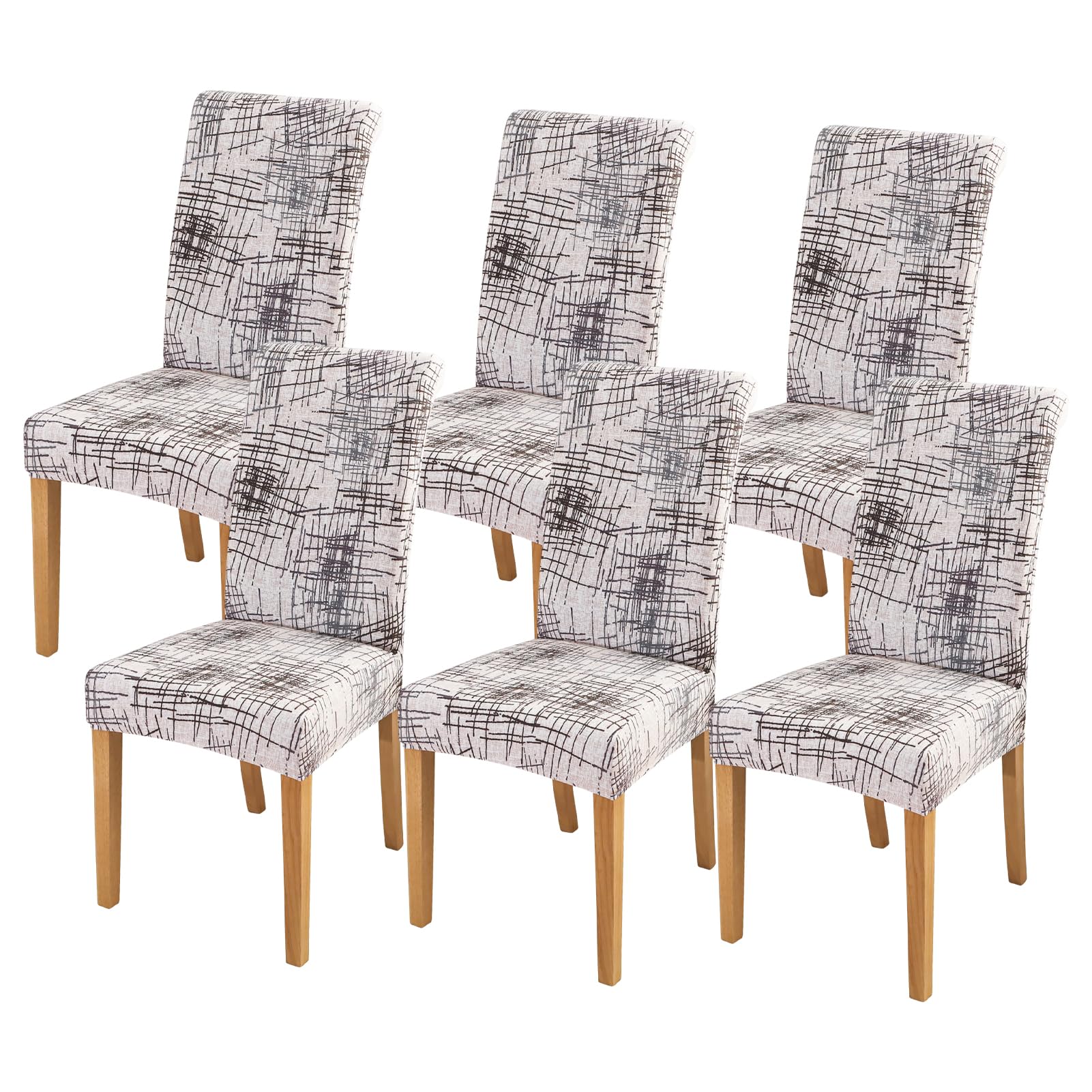 FORCHEER Chair Covers for Dining Chairs Set of 6,Beige Stretch Dining Room Chair Cover Kitchen Parsons Chair Slipcovers (Pack of