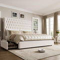 King Size Bed Frame 55 Tall Headboard with Gorgeous Button Tufted and Nail, Velvet Fabric Upholstered Bed Frame includes 4 Under