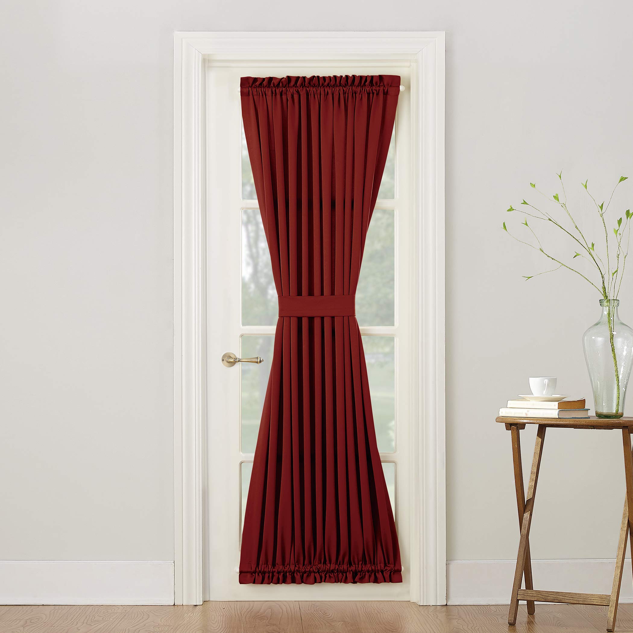 Sun Zero Barrow Energy Efficient Rod Pocket Door Curtain Panel, 54 x 72, Brick