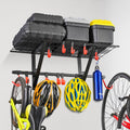 PLKOW Garage Wall Shelving 4-Pack Includes Bike Hooks, Sturdy Adjustable Garage Shelving Wall Mount Garage Wall Organizer (Black