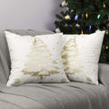 Lewondr Christmas Tree Throw Pillow Cover, 2 Pack Xmas Tree Decorative Throw Pillow Case Sofa Cushion Cover with Hot Stamping Pa