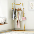 HKaikzo Gold Metal Corner Coat Rack, Modern Clothing Rack Hall Tree with 2 Hooks for Clothes Hat Scarf, Freestanding Clothes Rac