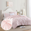 Swift Home Full/Queen Pinstripe Peach Pink Comforter Set - Classic Pintuck Bedding Set - 3 Pieces Bed Linen, 1 Comforter and 2 P