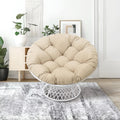 Hubhalsun Rattan Wicker 360 Swivel Papasan Chair with Cushion for Livingroom, Bedroom, Reading Room, Leisure Lounge (White Frame