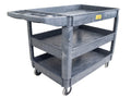 550lb Capacity Heavy Duty Plastic Utility Cart 46 L x 25-5/8 W with Handle 3 Shelves Pake Handling Tools
