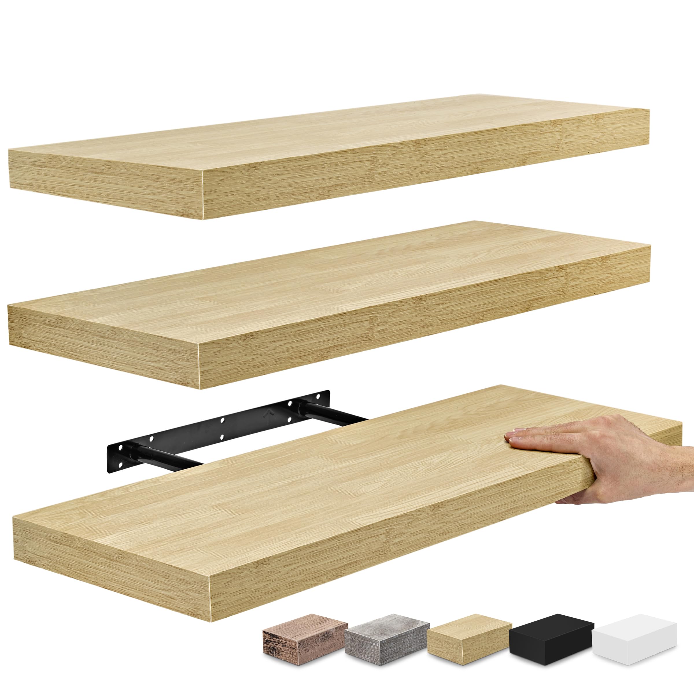 Sorbus Floating Shelves for Wall - 24 Inch Wall Shelves for Bedroom, Kitchen Decor, Bathroom Shelves - 3 Maple Wood Floating She