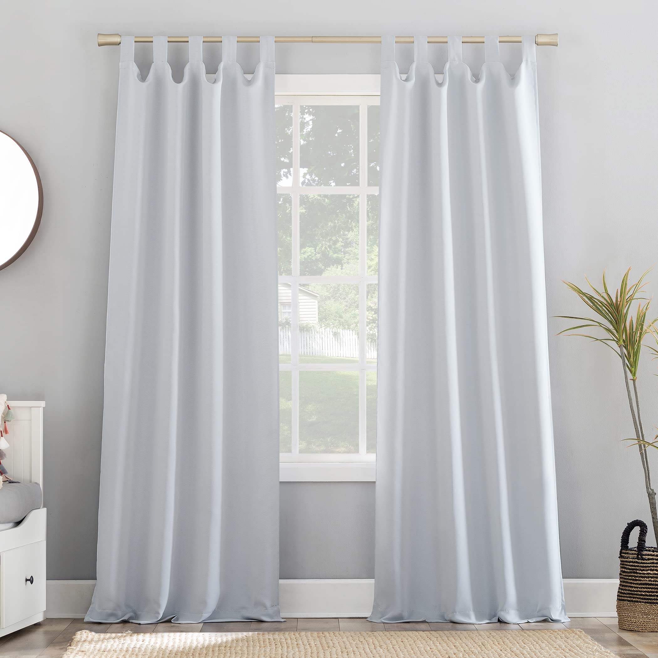 Sun Zero Easton Energy Saving Blackout Tab Top Curtain Panel, 40 x 84, Dove White