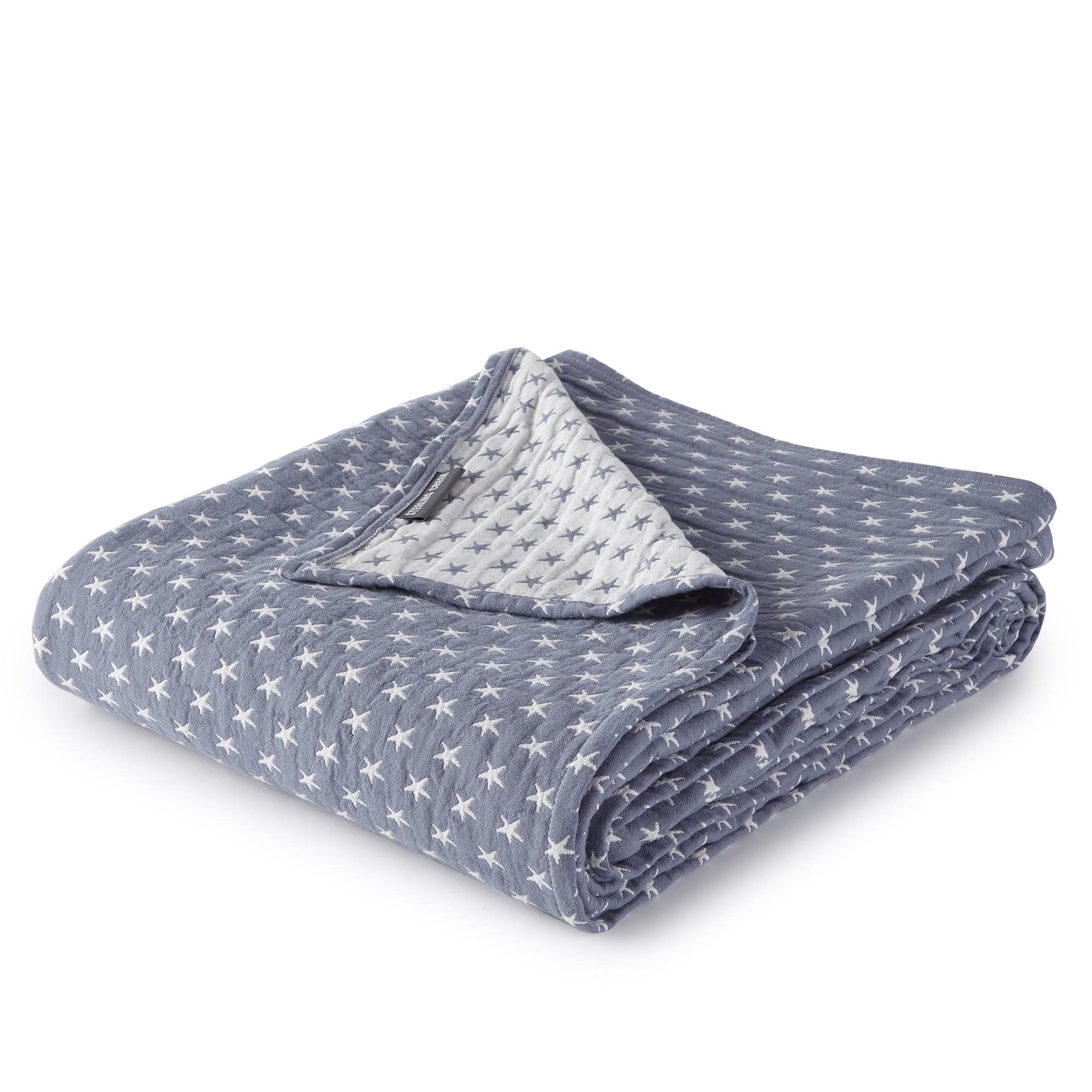 Sterling Creek Dawson Star Muslin Blanket King Three Layers Lightweight Breathable Cotton Gauzy Blanket for Adults, All Season (