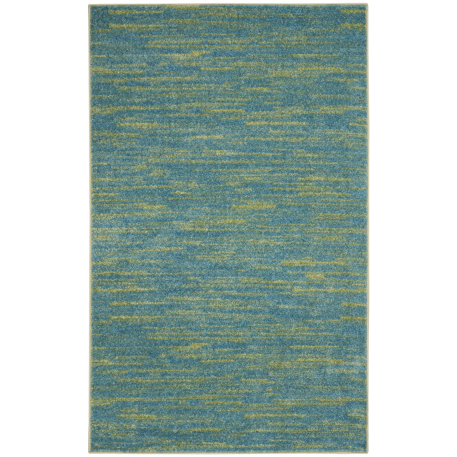 Nourison Essentials Indoor/Outdoor Blue Green 3 x 5 Area Rug, Easy Cleaning, Non Shedding, Bed Room, Living Room, Dining Room,