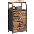 Furnulem Night Stand, Tall 4 Drawers Dresser for Bedroom, Hallway, Nursery, Closet Organizer, Nightstand Bedside Table Furniture