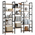 IRONCK Bookcases and Bookshelves Triple Wide 5 Tiers Industrial Bookshelf, Large Etagere Bookshelf Open Display Shelves with Met