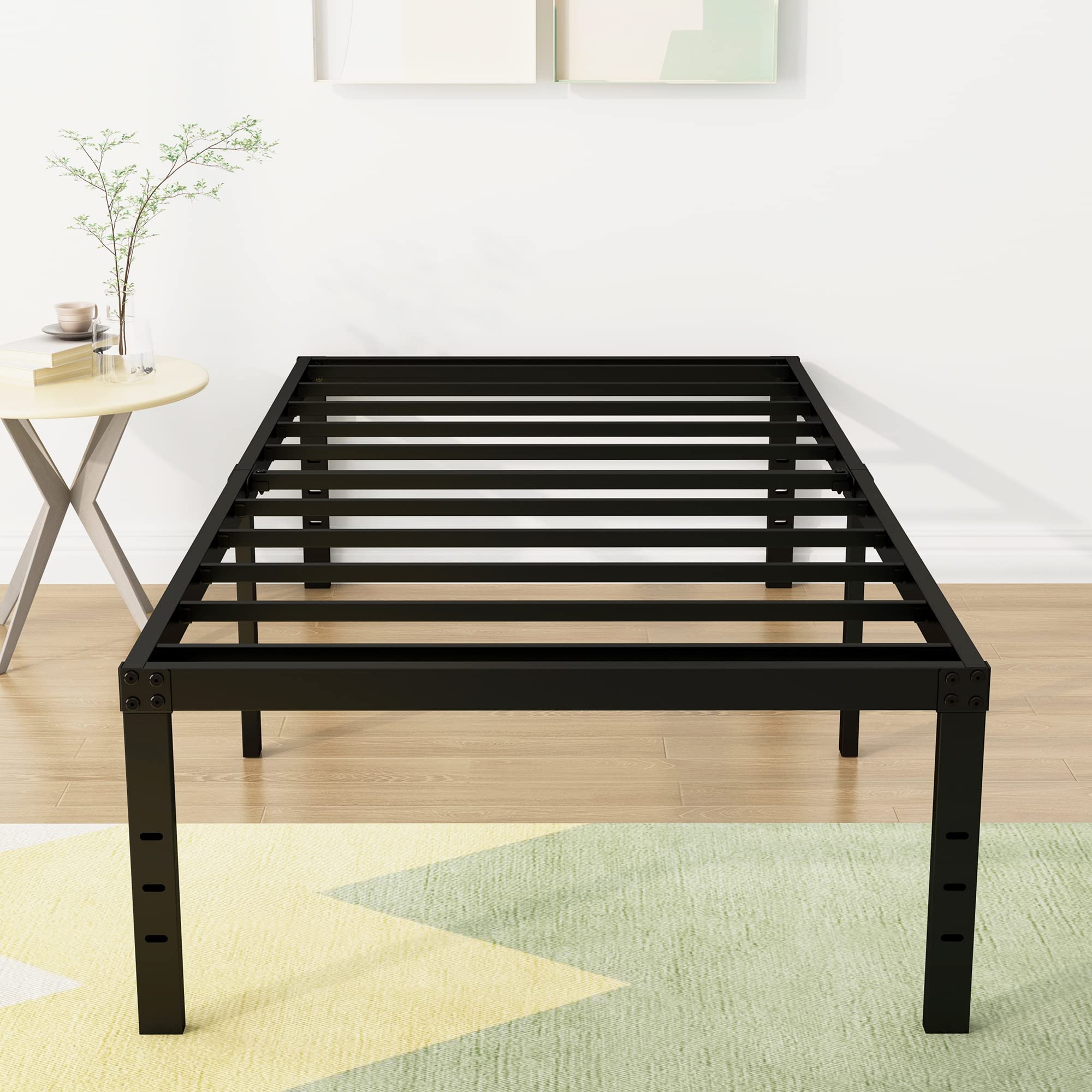 DiaOutro 18 Inch Twin XL Bed Frame Heavy Duty No Box Spring Needed Metal Platform with Maximum Storage, Easy to Assembly, Noise 