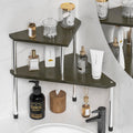Weenson Bathroom Counter Organizer Corner Shelf - 2 Tier Bathroom Organization Bamboo Bathroom Sink Shelf Kitchen Countertop Org