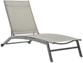 Crosley Furniture Weaver Reclining Mesh Outdoor Chaise Lounge Chair with Wheels for Patio, Deck, Poolside, Matte Black/Light Gra