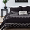WONGS BEDDING Black Comforter Set King Size (104x 90), Reversible Boho Striped Bedding Set for King Bed - 3 Pieces (1 Comforter 